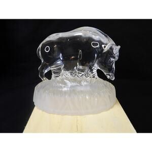 Crystal D'Arques Wild Boar Razorback Frosted Paperweight